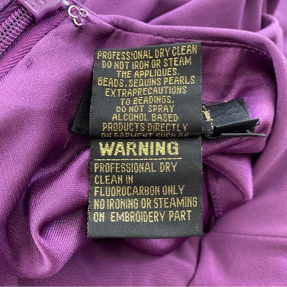 Terani Couture One Shoulder Rhinestone Beaded Formal Maxi Gown Dress Purple 0 - Picture 14 of 16